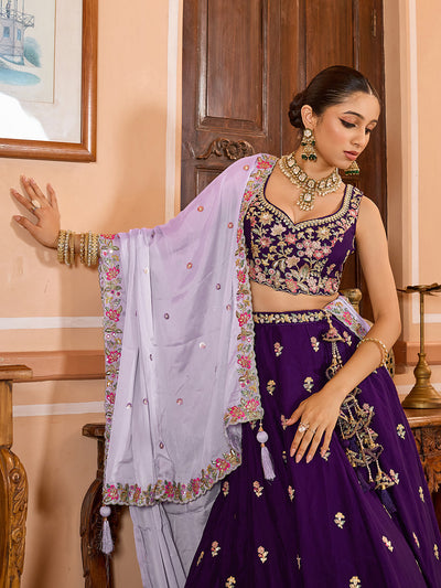 Georgette Fabric Sequins embroidery Semi-Stitched Lehenga & Unstitched Blouse With Dupatta House of Panchhi