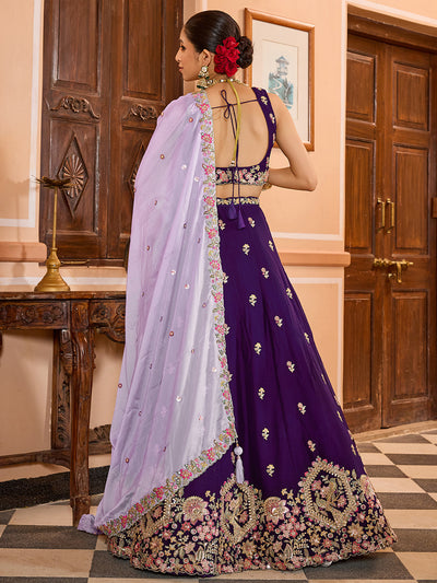 Georgette Fabric Sequins embroidery Semi-Stitched Lehenga & Unstitched Blouse With Dupatta House of Panchhi
