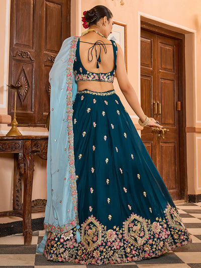 Georgette Fabric Sequins embroidery Semi-Stitched Lehenga & Unstitched Blouse With Dupatta House of Panchhi