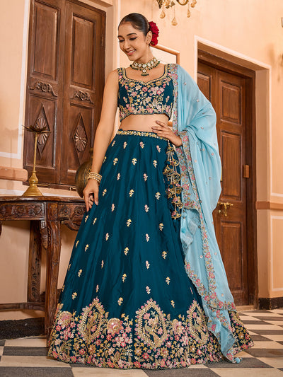 Georgette Fabric Sequins embroidery Semi-Stitched Lehenga & Unstitched Blouse With Dupatta House of Panchhi