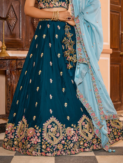 Georgette Fabric Sequins embroidery Semi-Stitched Lehenga & Unstitched Blouse With Dupatta House of Panchhi