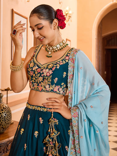 Georgette Fabric Sequins embroidery Semi-Stitched Lehenga & Unstitched Blouse With Dupatta House of Panchhi