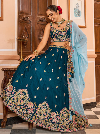 Georgette Fabric Sequins embroidery Semi-Stitched Lehenga & Unstitched Blouse With Dupatta House of Panchhi