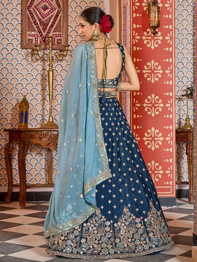 Tissue Silk Fabric Sequins embroidery Semi-Stitched Lehenga & Unstitched Blouse With Dupatta House of Panchhi