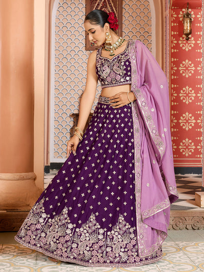 Tissue Silk Fabric Sequins embroidery Semi-Stitched Lehenga & Unstitched Blouse With Dupatta House of Panchhi