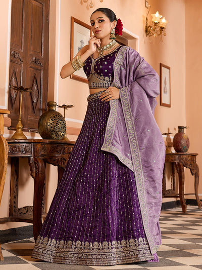 Tissue Silk Fabric Sequins embroidery Semi-Stitched Lehenga & Unstitched Blouse With Dupatta House of Panchhi