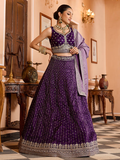 Tissue Silk Fabric Sequins embroidery Semi-Stitched Lehenga & Unstitched Blouse With Dupatta House of Panchhi