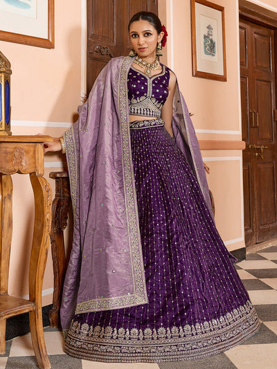 Tissue Silk Fabric Sequins embroidery Semi-Stitched Lehenga & Unstitched Blouse With Dupatta House of Panchhi