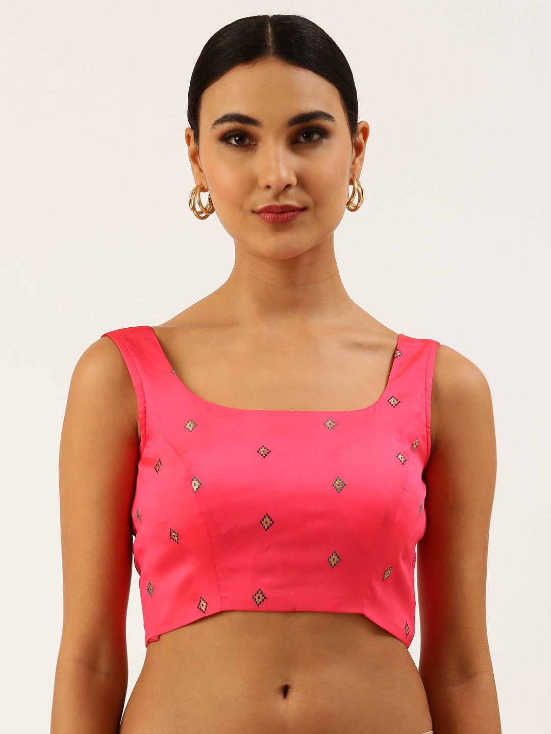 Pink-Toned Ethnic Motif Brocade Readymade Blouse
