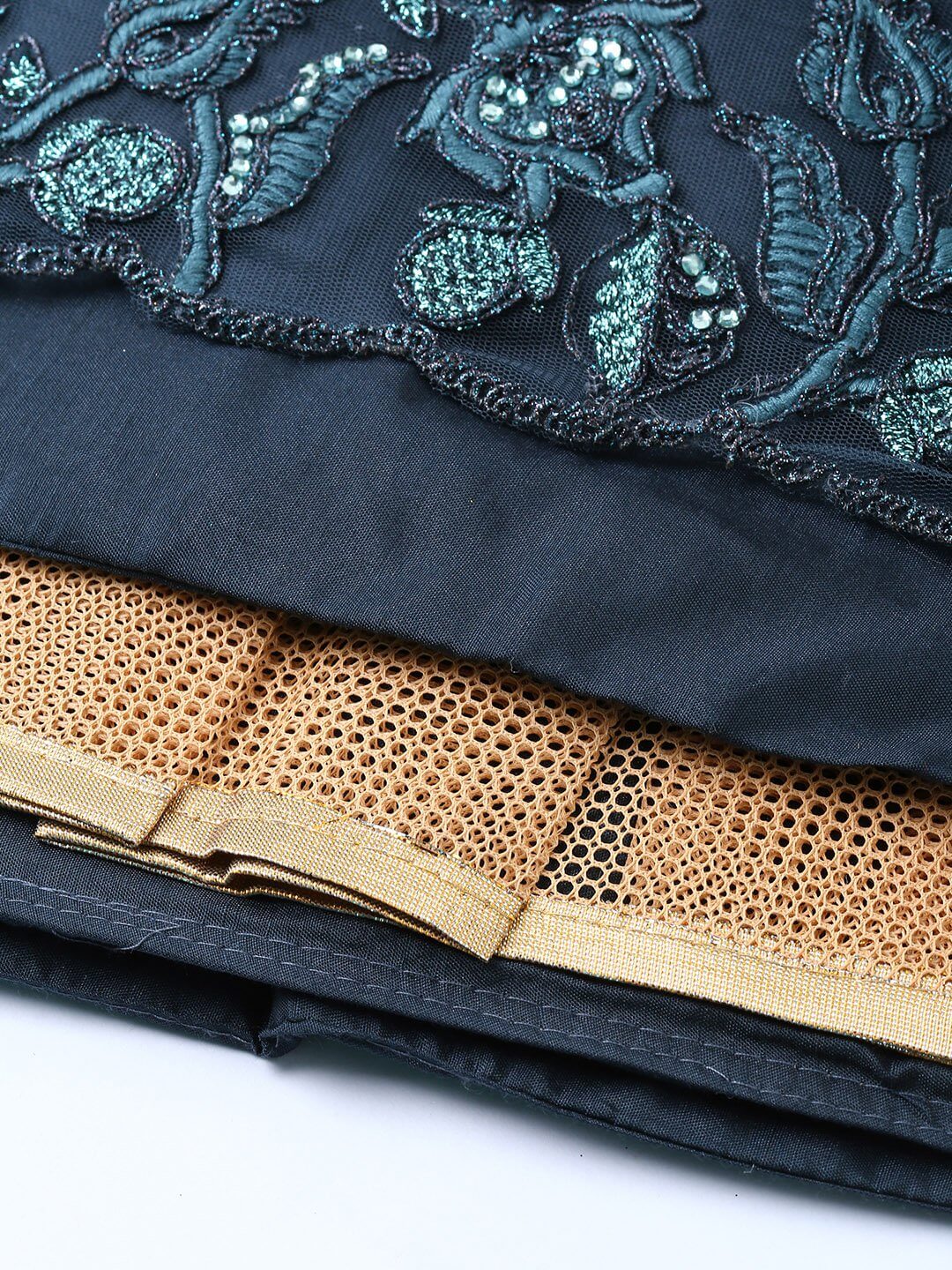 Embroidered Semi-Stitched Lehenga Using Sequins & Coding