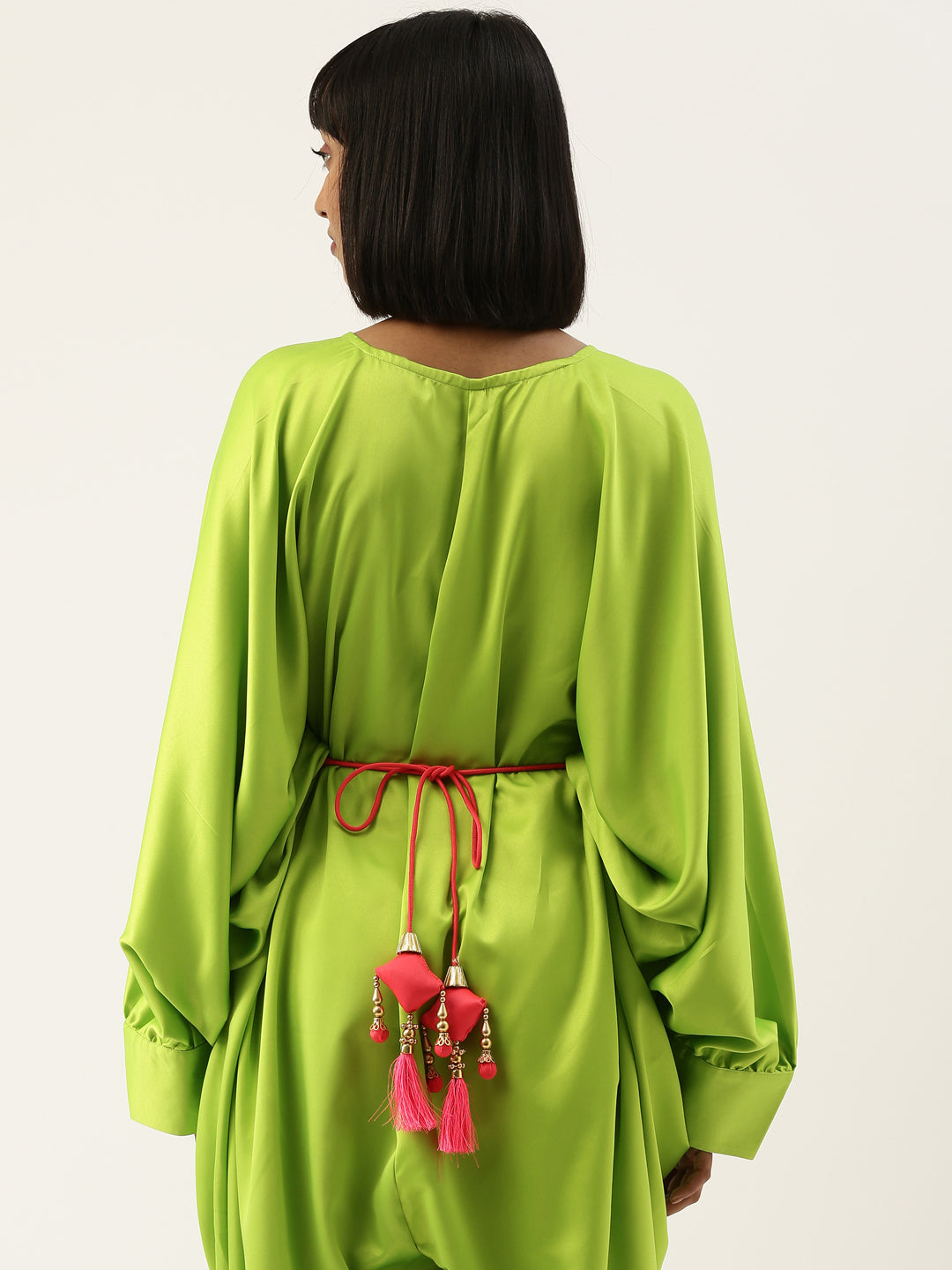 Neon-Pink Mirror Work Hand Made Ethnic Waist Belt With Tassels