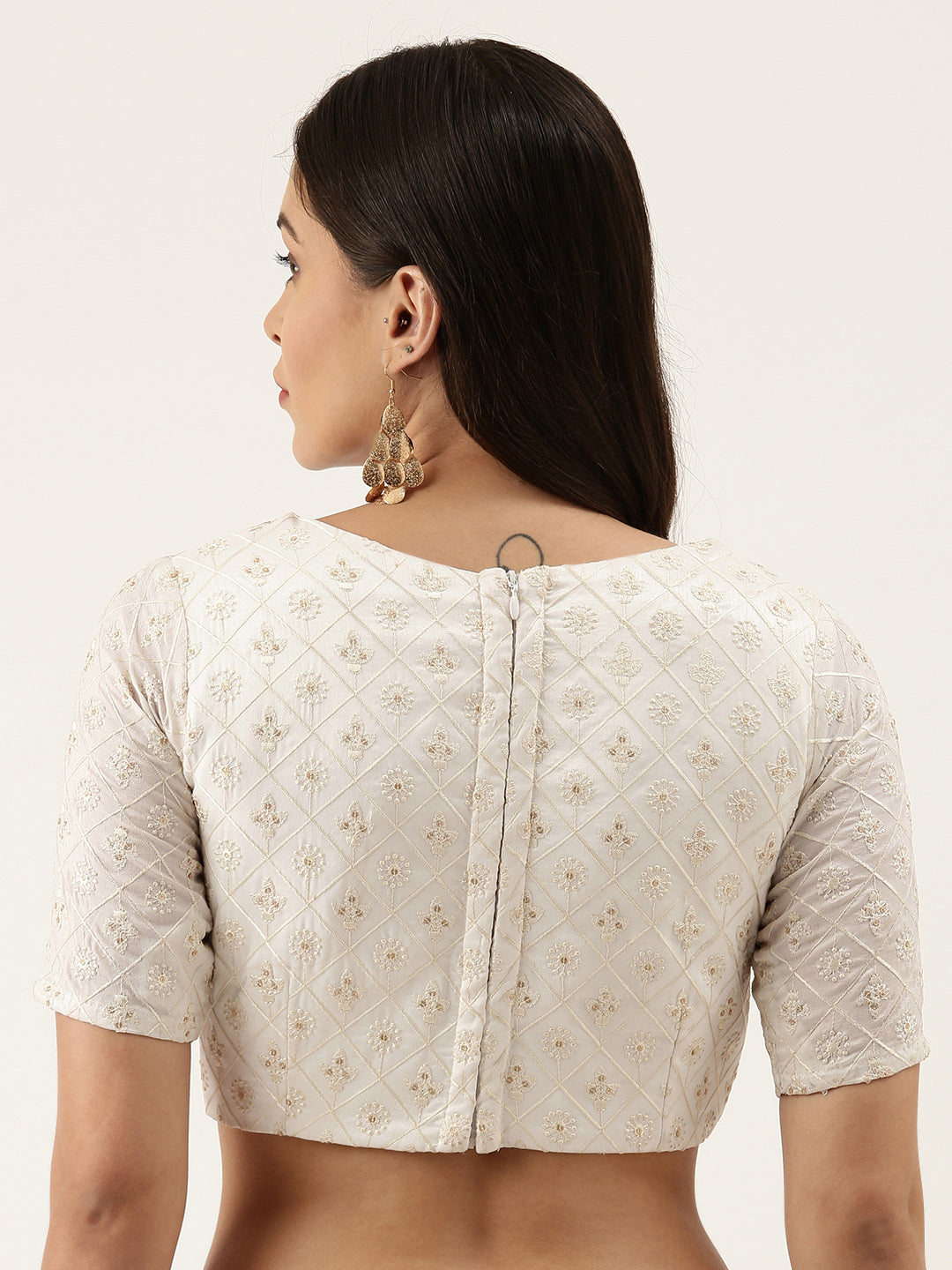 Off-White Pure Georgette Readymade Blouse