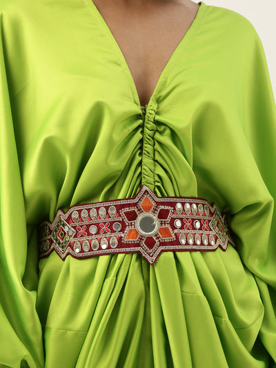 Maroon Designer Work Hand Made Ethnic Waist Belt With Tassels