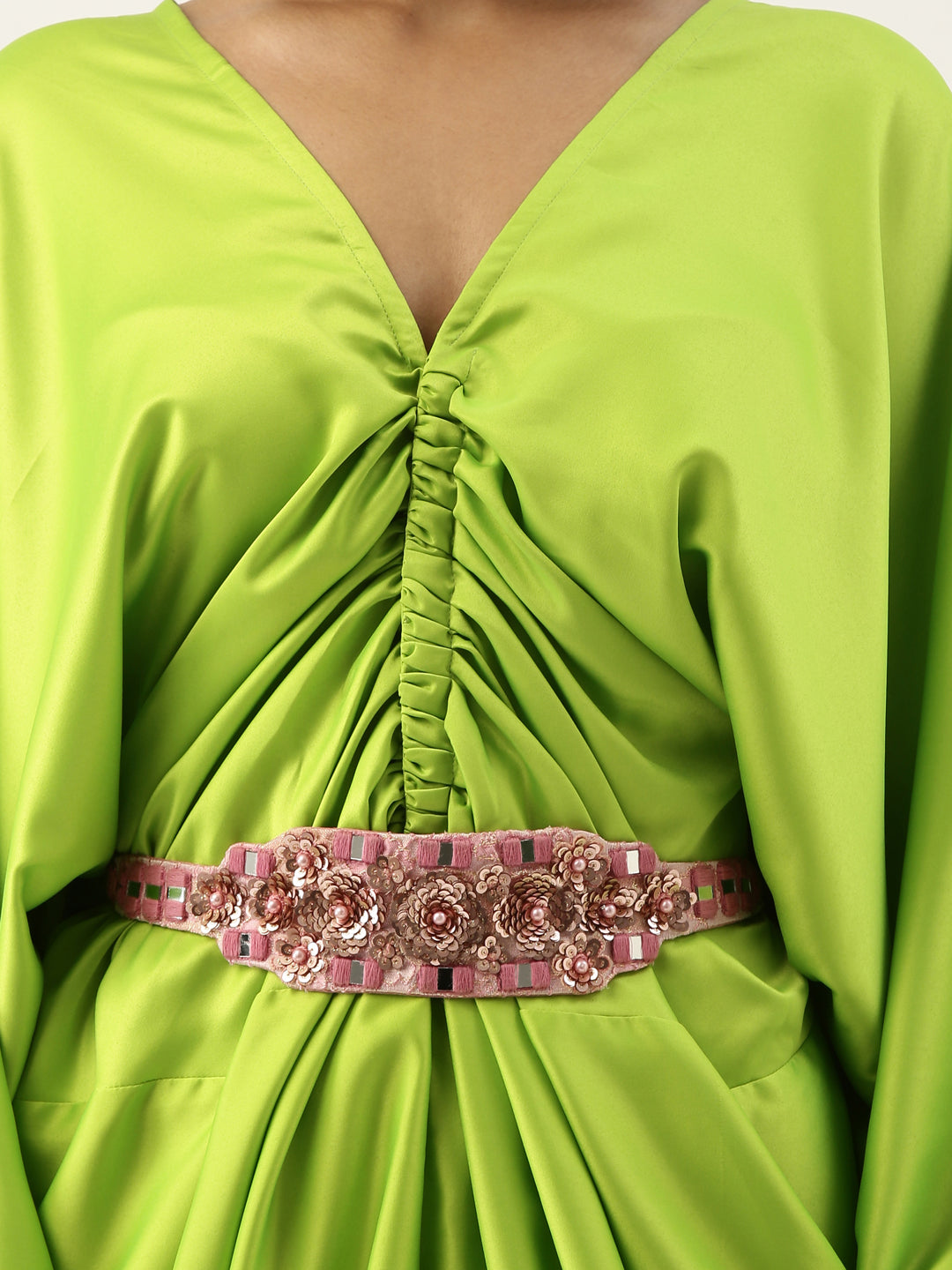 Rose Designer Mirror, Sequence Work Hand Made Ethnic Waist Belt With Tassels