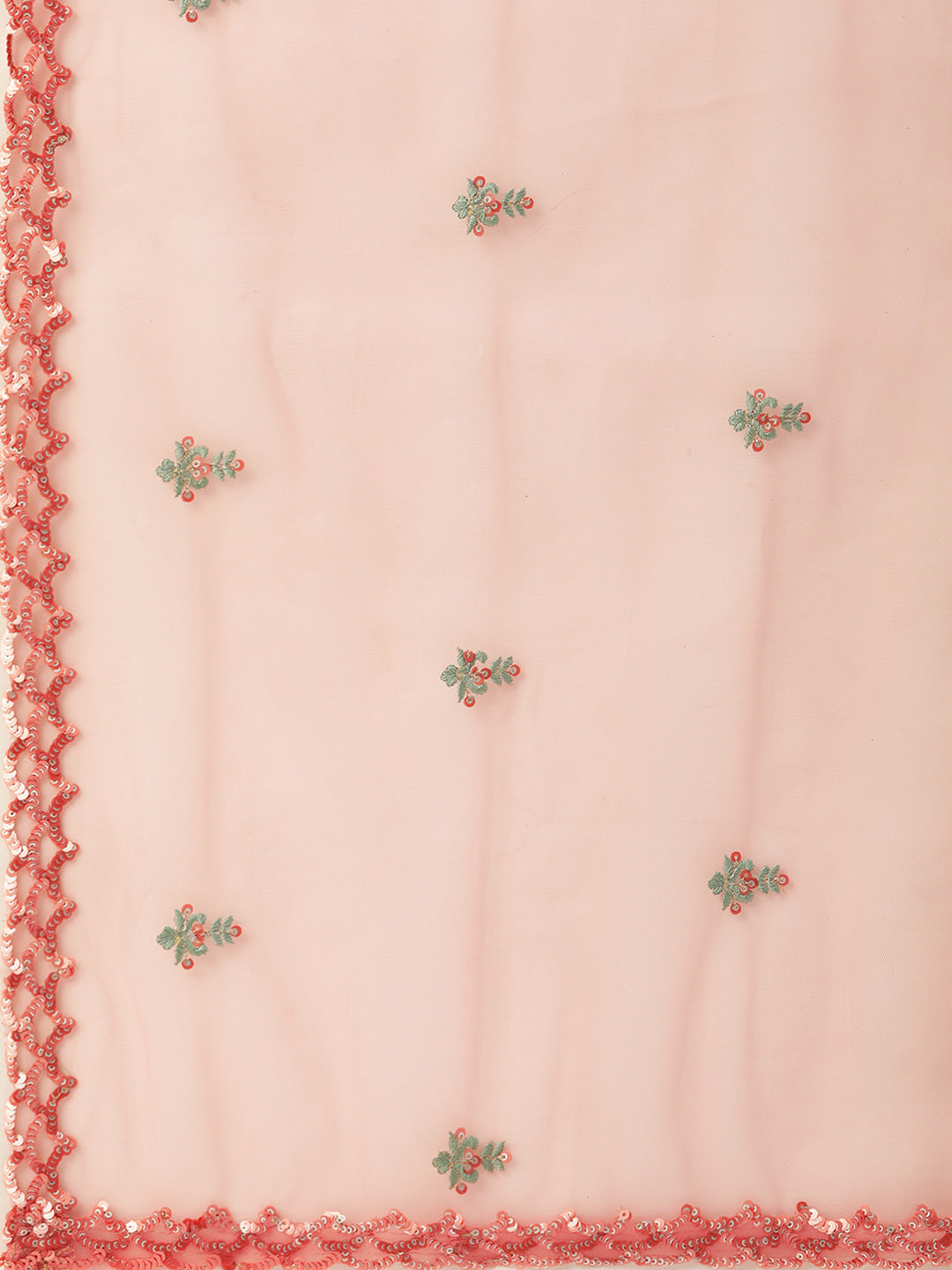 Olive Net Multi Sequins Embroidery Semi-Stitched Lehenga