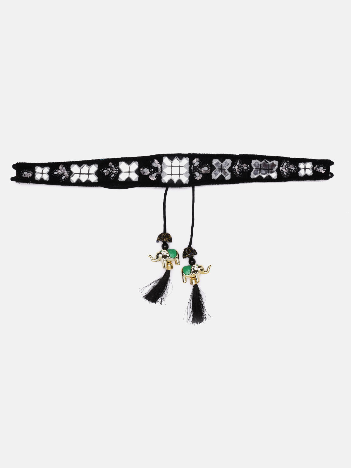 Black Mirror Hand-Made Waist Belt With Tassels