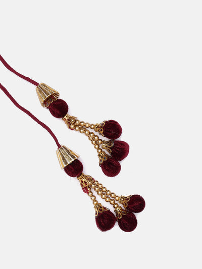 Rose-Gold Sequence Work Hand Made Designer Ethnic Waist Belt With Tassels