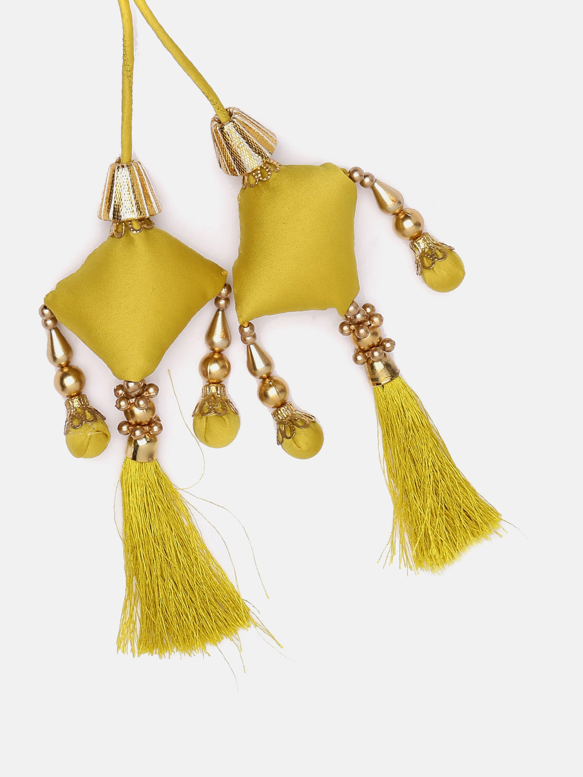 Lime-Green Mirror Work Hand Made Ethnic Waist Belt With Tassels