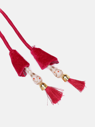 Pink Stone Work Hand Made Ethnic Waist Belt With Tassels